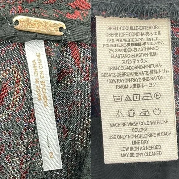 Free People High Waisted Pleated Front Cropped Brocade Jacquard Pants - Picture 6 of 8